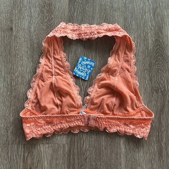 NWT Free People Intimately Orange Galloon Lace Halter Bra Small - Picture 2 of 4